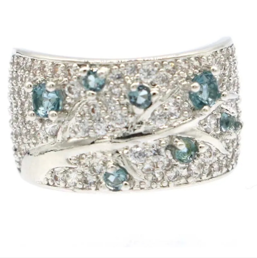New  London blue topaz cz sterling silver ring